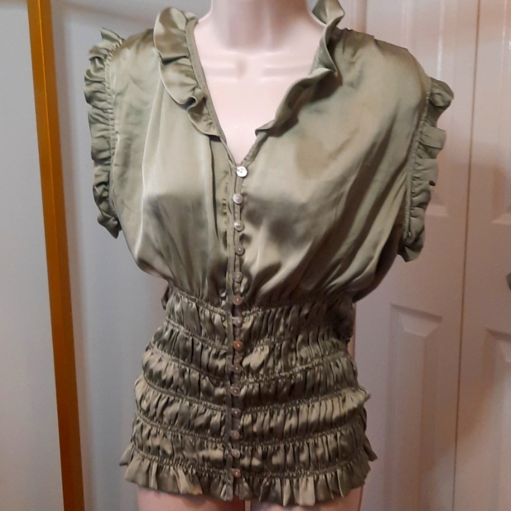 Green Silkey Jaipur Top sz XL